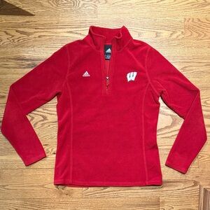 Adidas Wisconsin Women's Red Quarter Zip Fleece Pullover